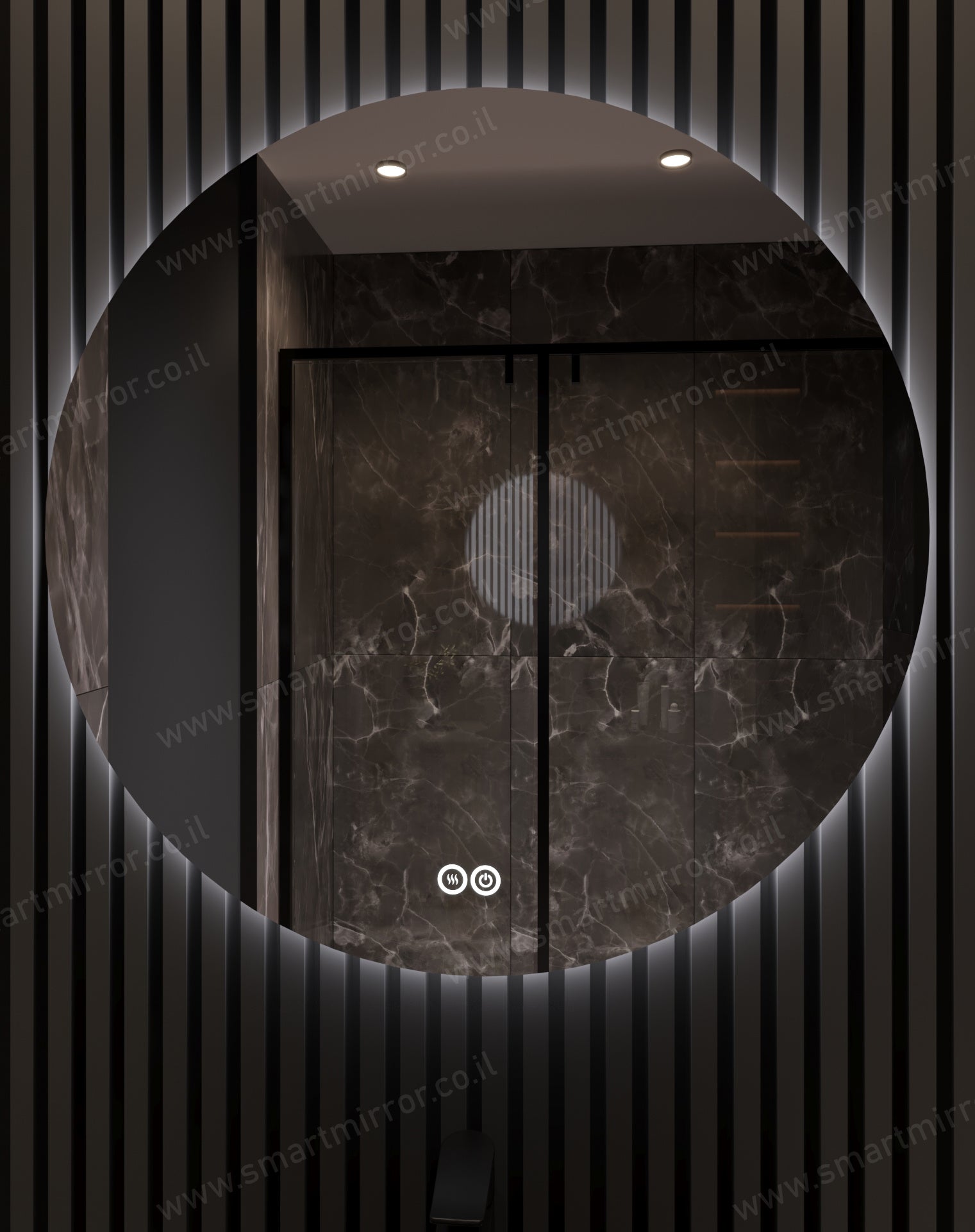 מראה עגולה עם תאורת LED אחורית ,ללא מסגרת